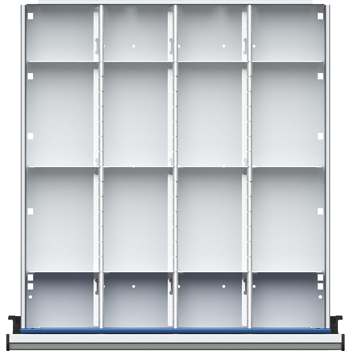 Séparateur métallique pour tiroirs l x p 500 x 540 mm – ANKE, compartimentation ¼, pour hauteur tiroirs 180 – 360 mm-1