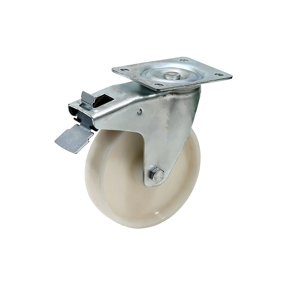 Roulette de rechange pour benne basculante – eurokraft pro, Ø 180 mm, nylon, roulette pivotante avec dispositif de blocage-2