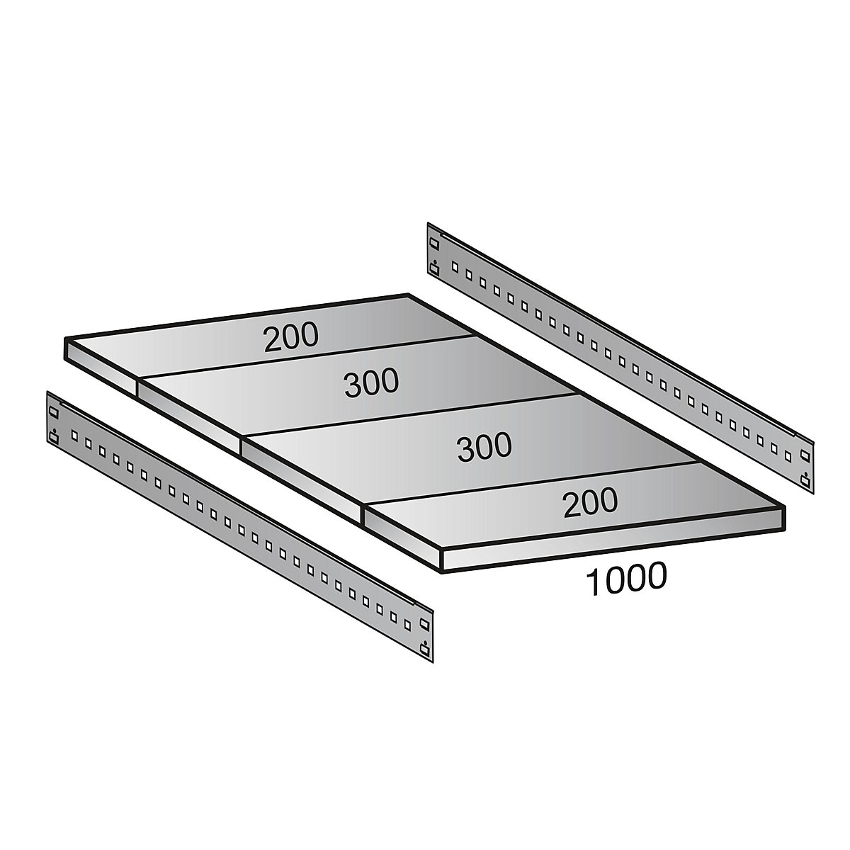 Tablette pour rayonnage emboîtable industriel, largeur tablettes 1000 mm, profondeur 1000 mm-6