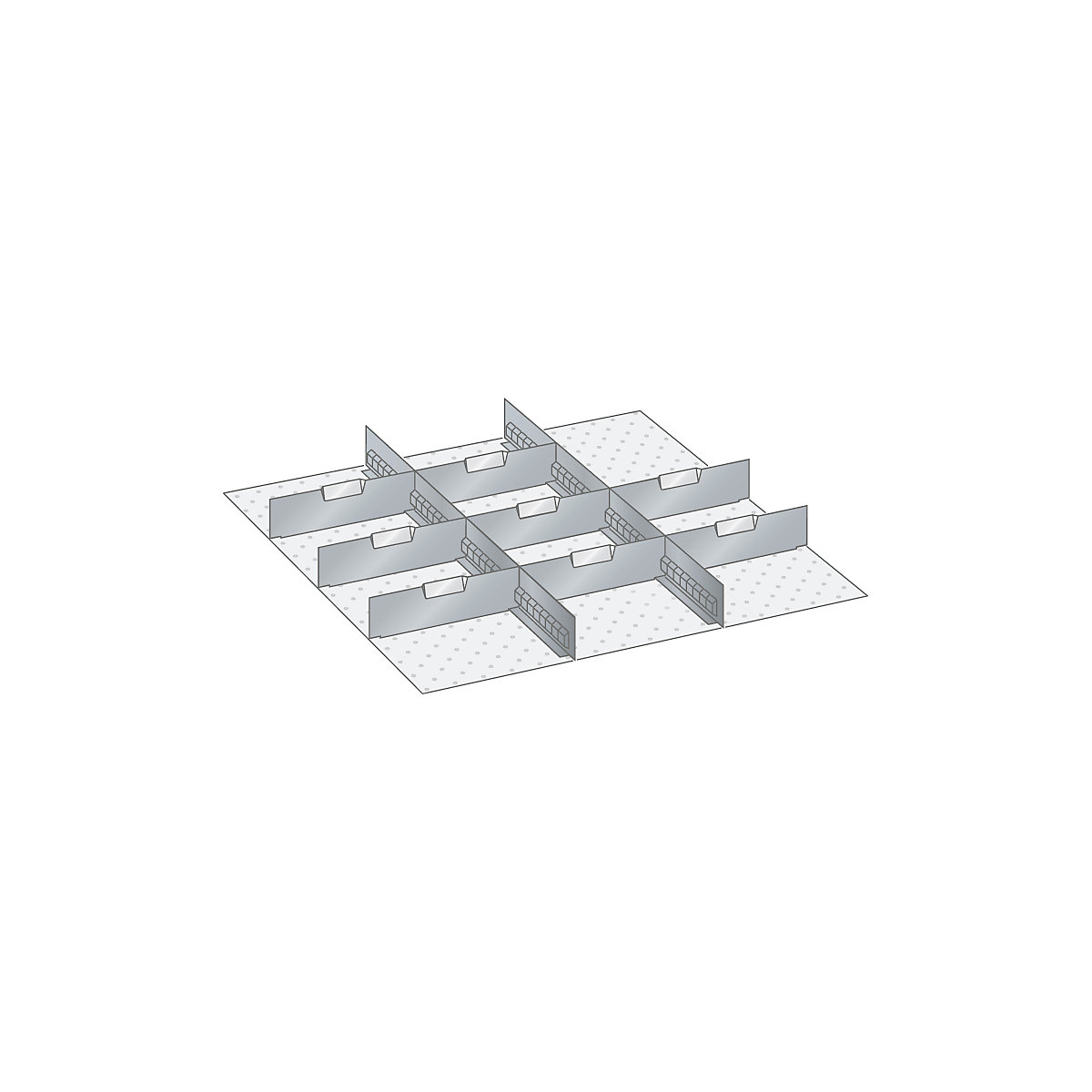 Set di materiale per divisori per cassetti – LISTA, 2 portadivisori con fessure e 8 divisori, 10 pezzi, per altezza frontalino 100, 125 mm-1