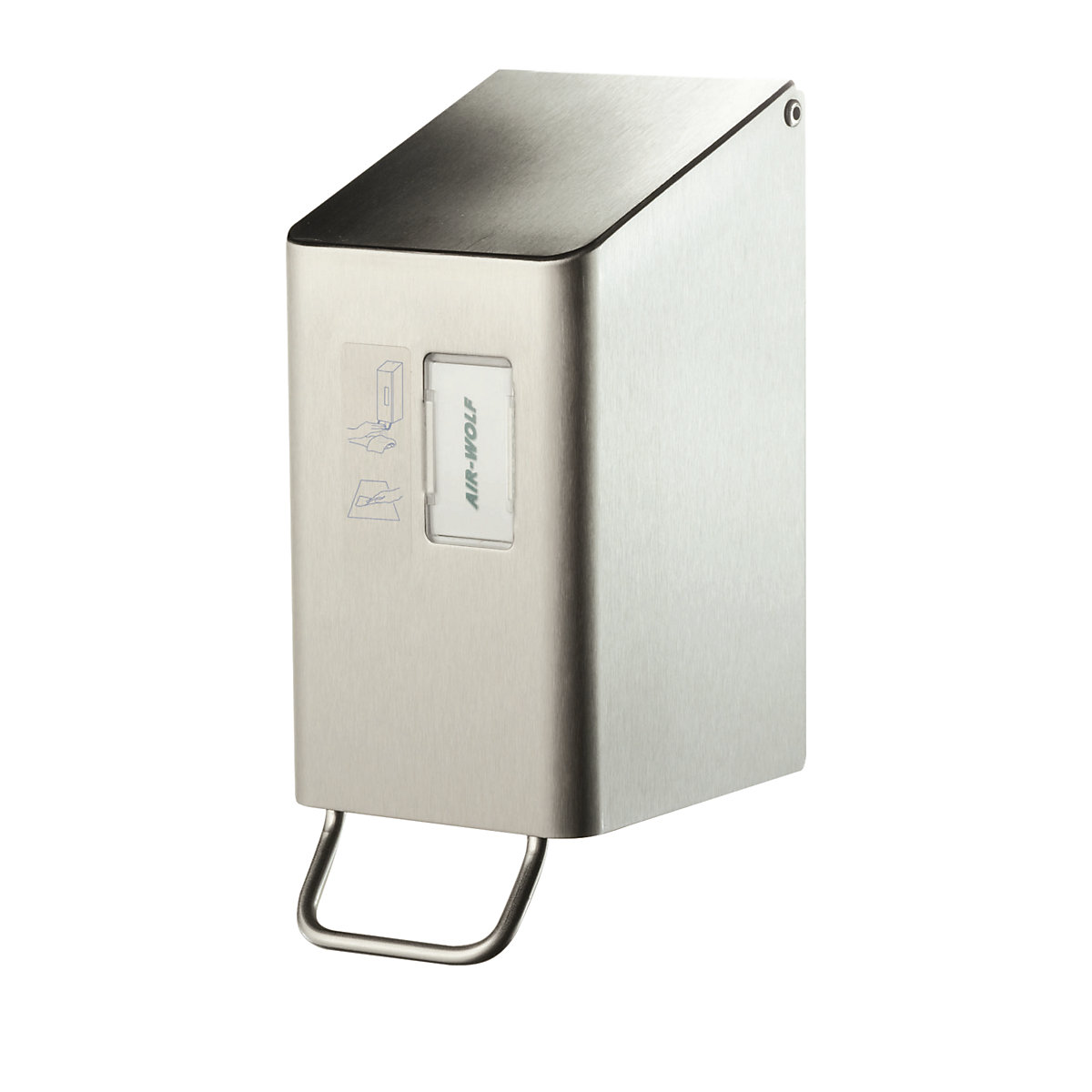 Dosatore per disinfettante per sedile per WC – AIR-WOLF, per 250 ml, acciaio inox spazzolato-2