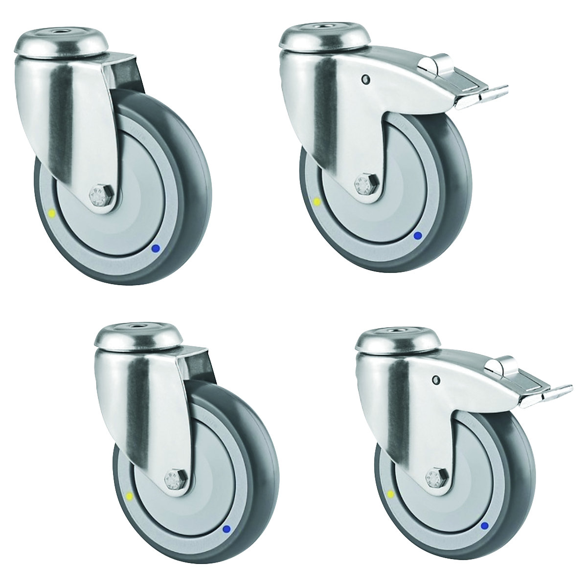 Set di rotelle pivottanti