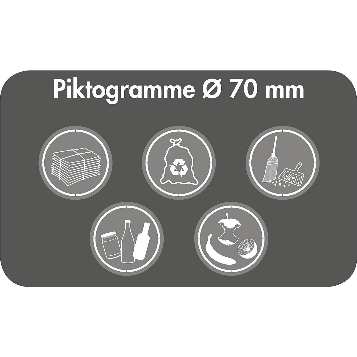 Pictograms, Ø 70 mm, international