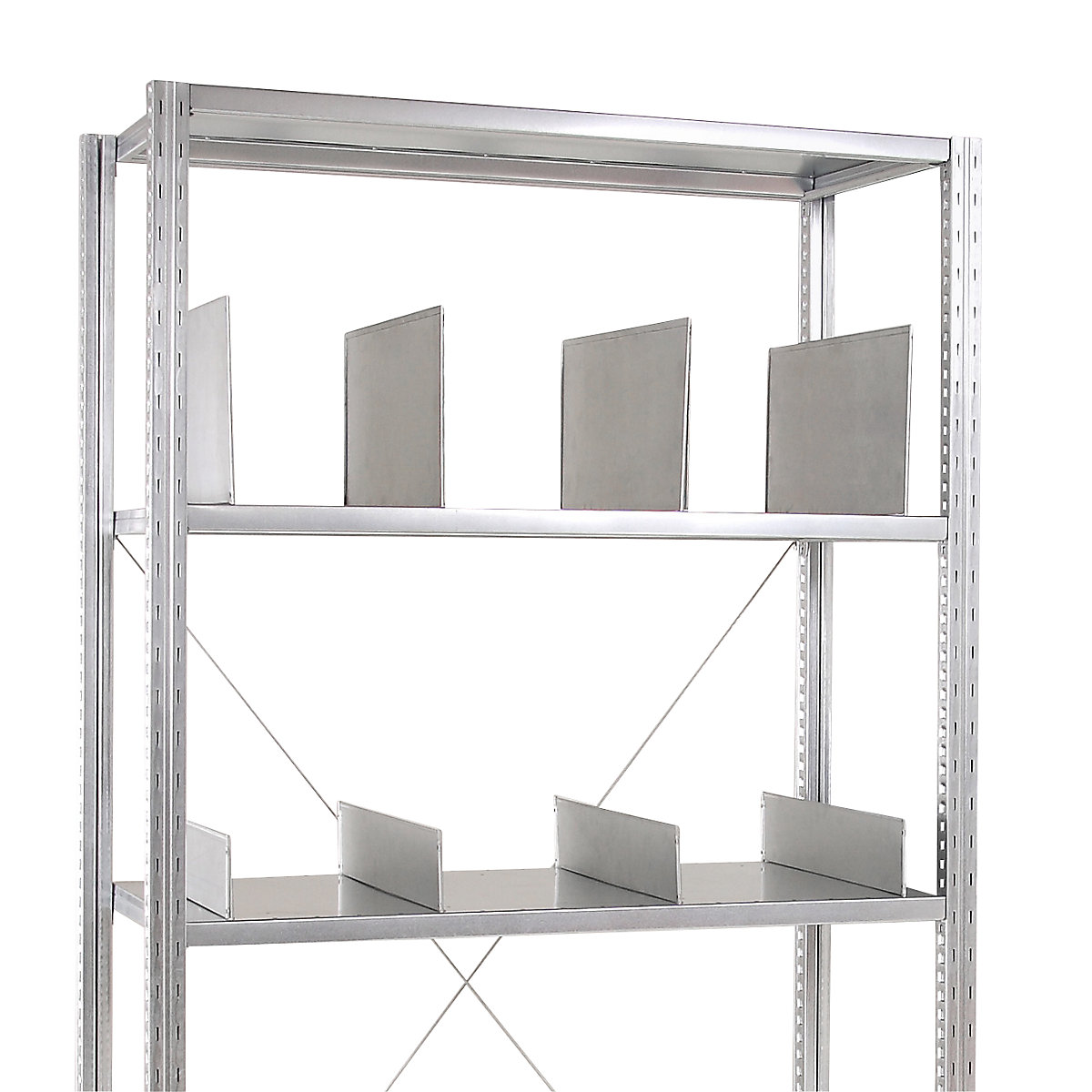 Divider for heavy duty shelf unit, zinc plated