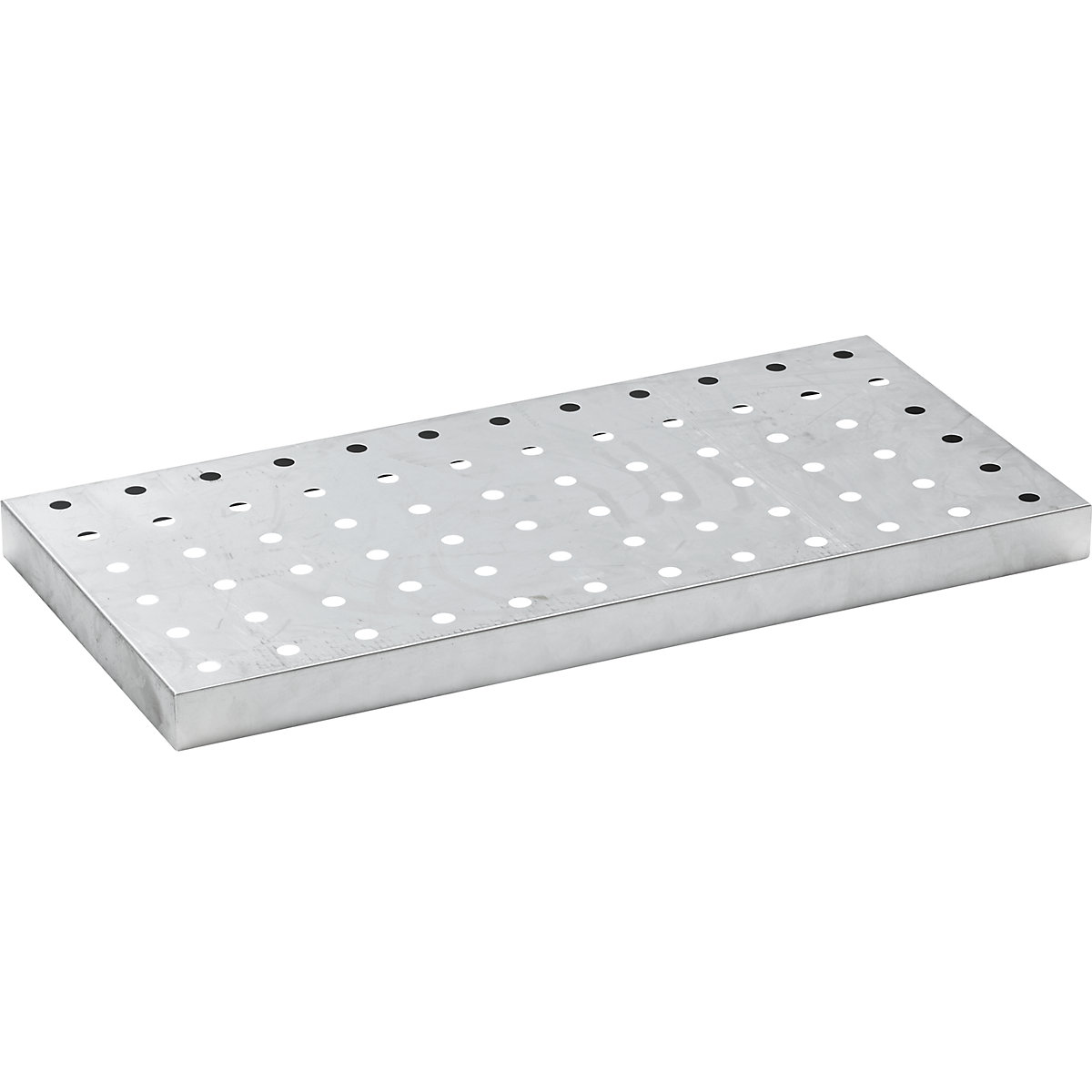 Perforated sheet metal grate – eurokraft basic, zinc plated, for LxWxH 940 x 470 x 60 mm-1