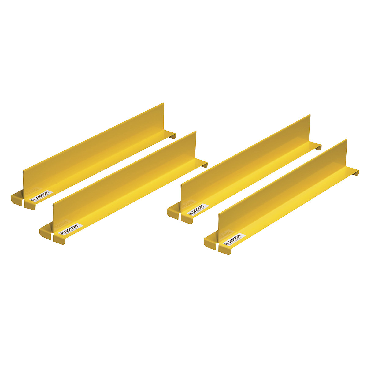 Shelf dividers – Justrite, yellow, pack of 4, for depth 457 mm