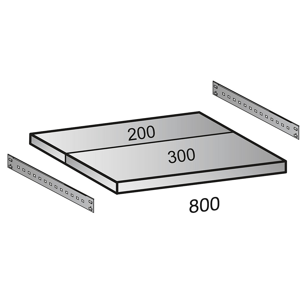 Shelf for CLEANA boltless shelf unit, shelf width 800 mm, depth 500 mm