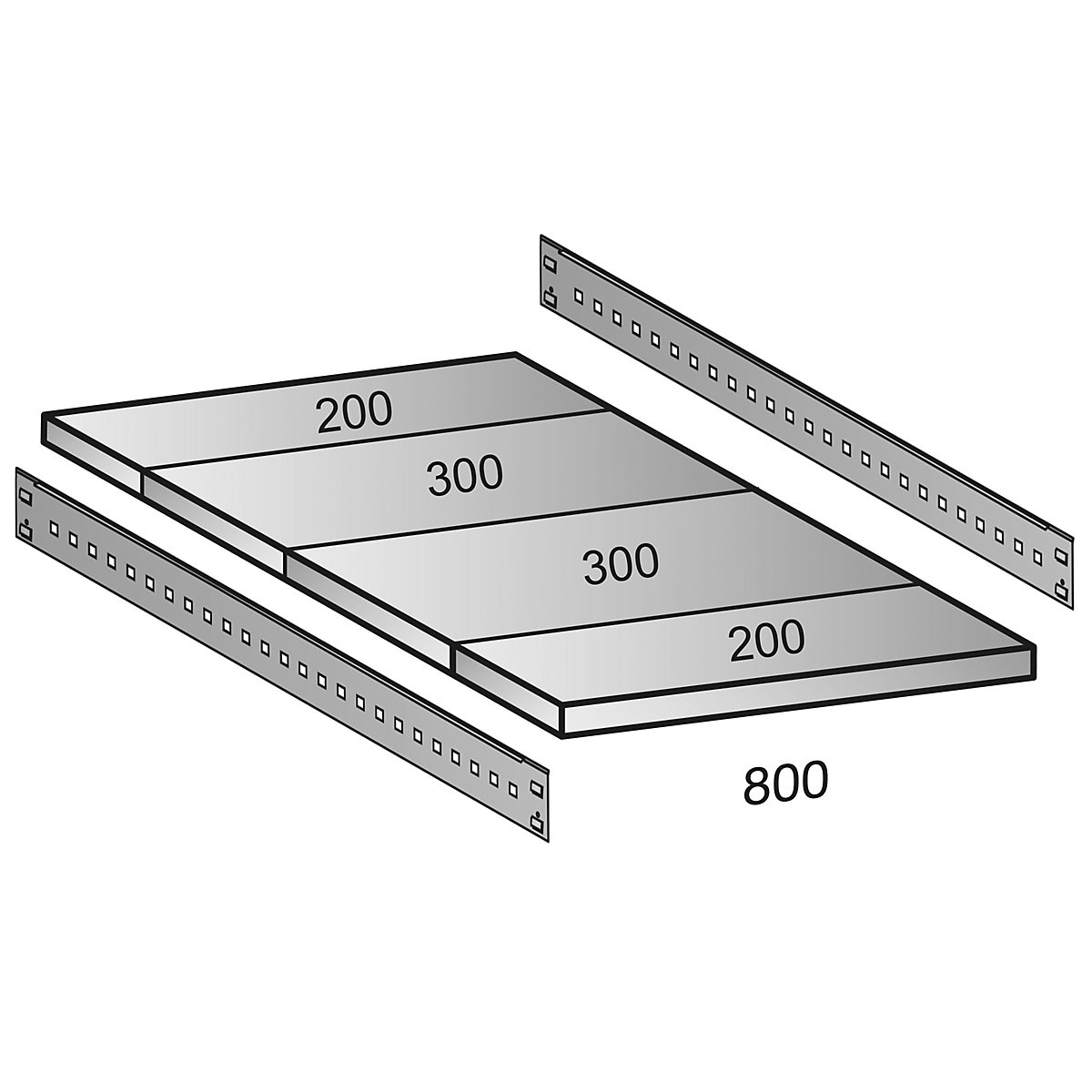 Shelf for CLEANA boltless shelf unit, shelf width 800 mm, depth 1000 mm