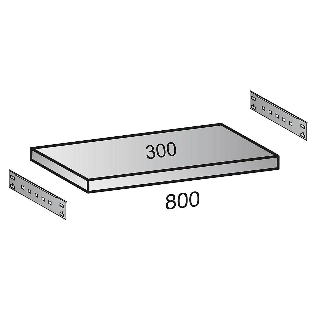 Shelf for industrial boltless shelf unit, shelf width 800 mm, depth 300 mm