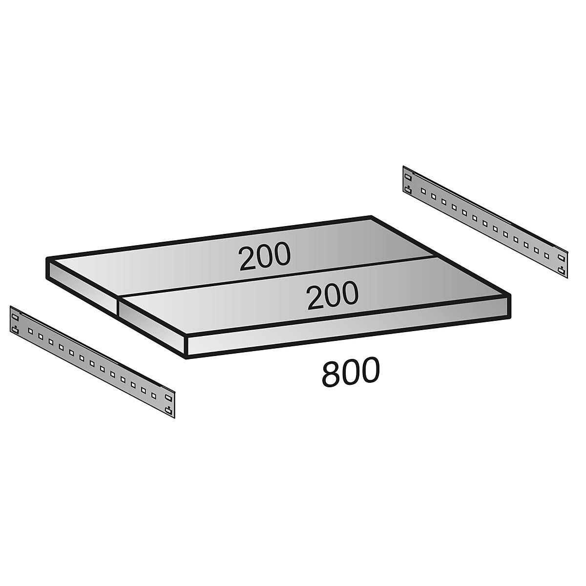 Shelf for industrial boltless shelf unit, shelf width 800 mm, depth 400 mm