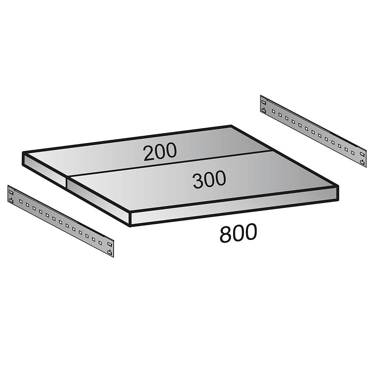 Shelf for industrial boltless shelf unit, shelf width 800 mm, depth 500 mm