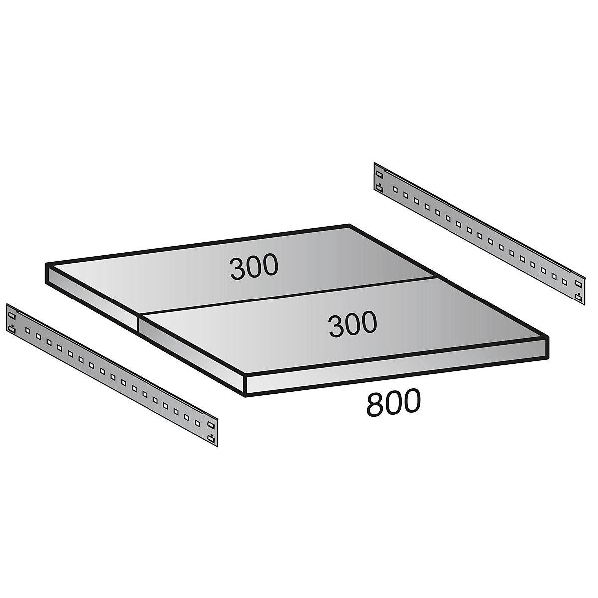 Shelf for industrial boltless shelf unit, shelf width 800 mm, depth 600 mm