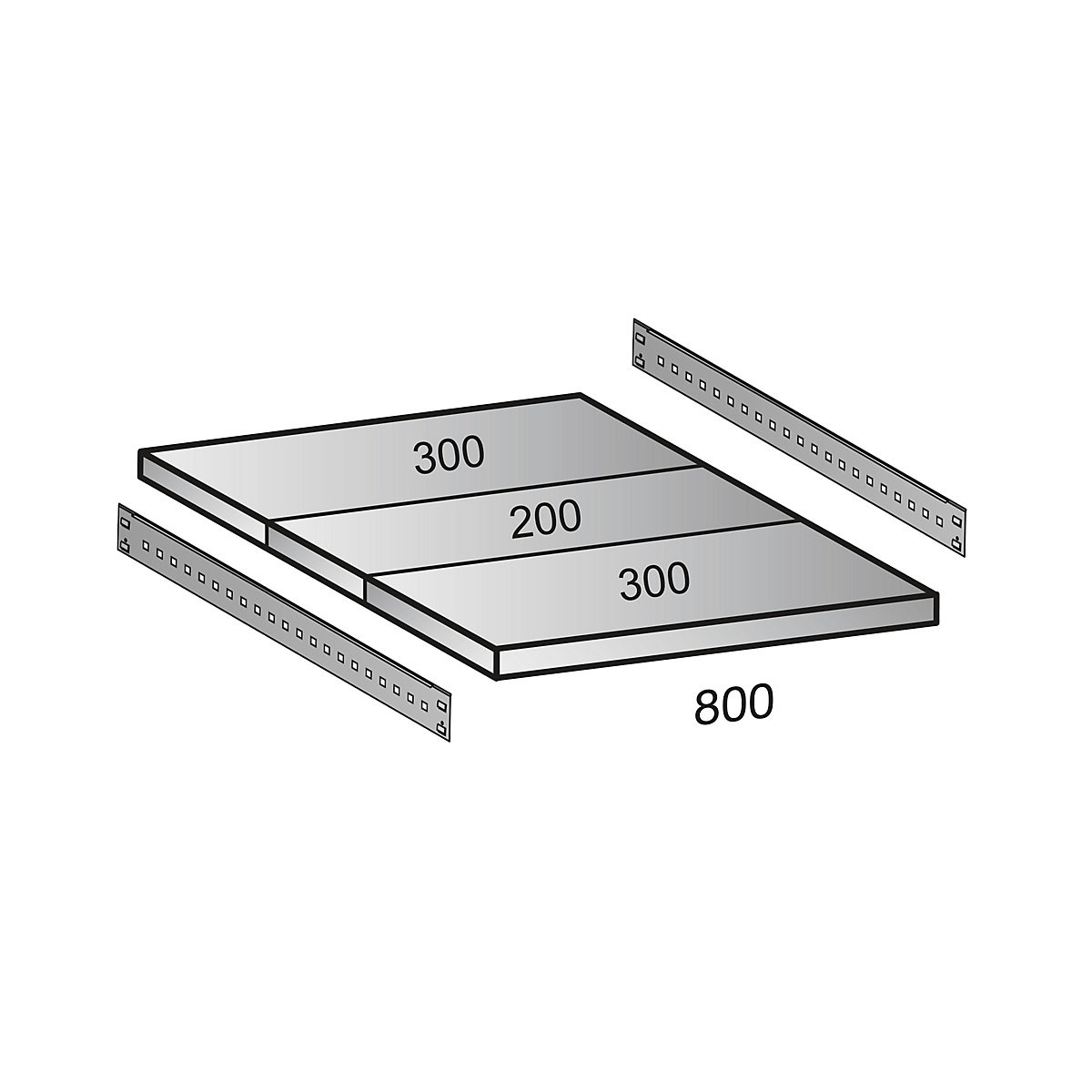 Shelf for industrial boltless shelf unit, shelf width 800 mm, depth 800 mm
