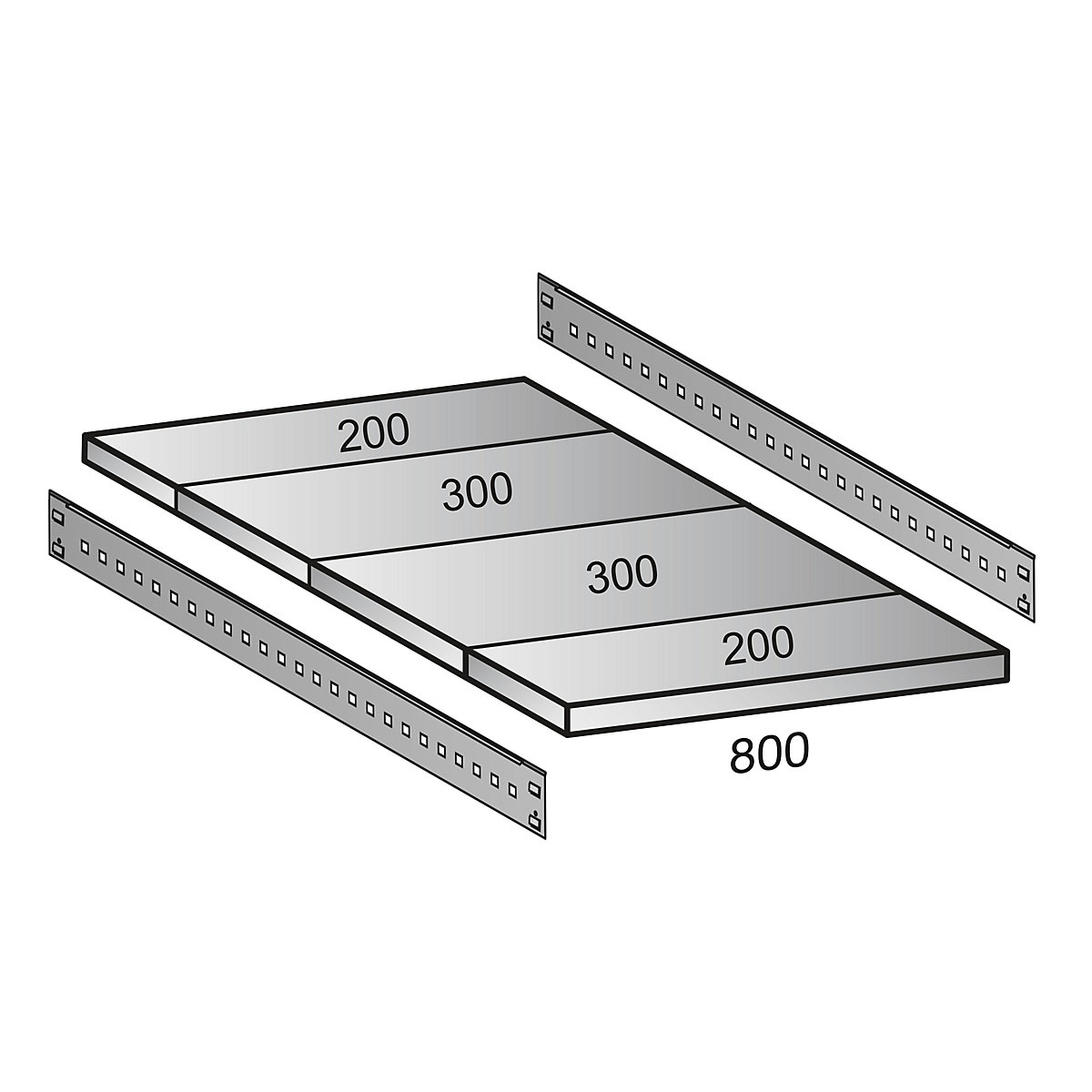 Shelf for industrial boltless shelf unit, shelf width 800 mm, depth 1000 mm