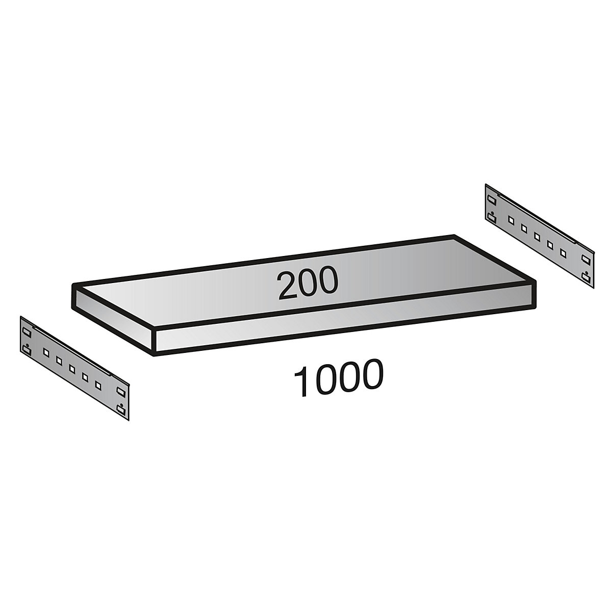 Shelf for industrial boltless shelf unit, shelf width 1000 mm, depth 200 mm