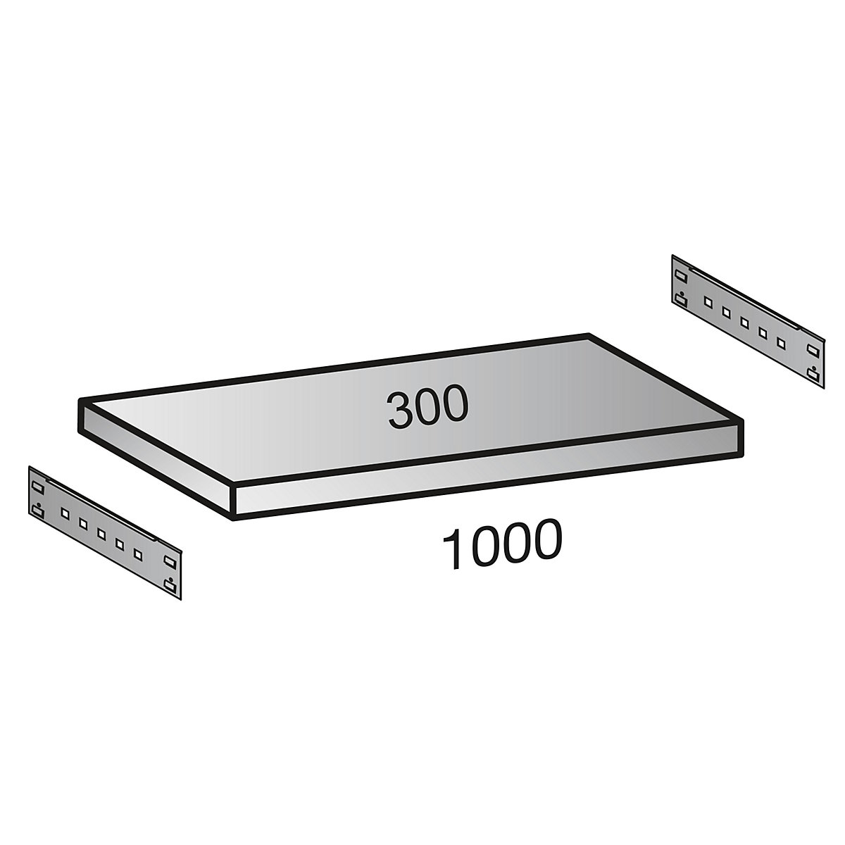Shelf for industrial boltless shelf unit, shelf width 1000 mm, depth 300 mm
