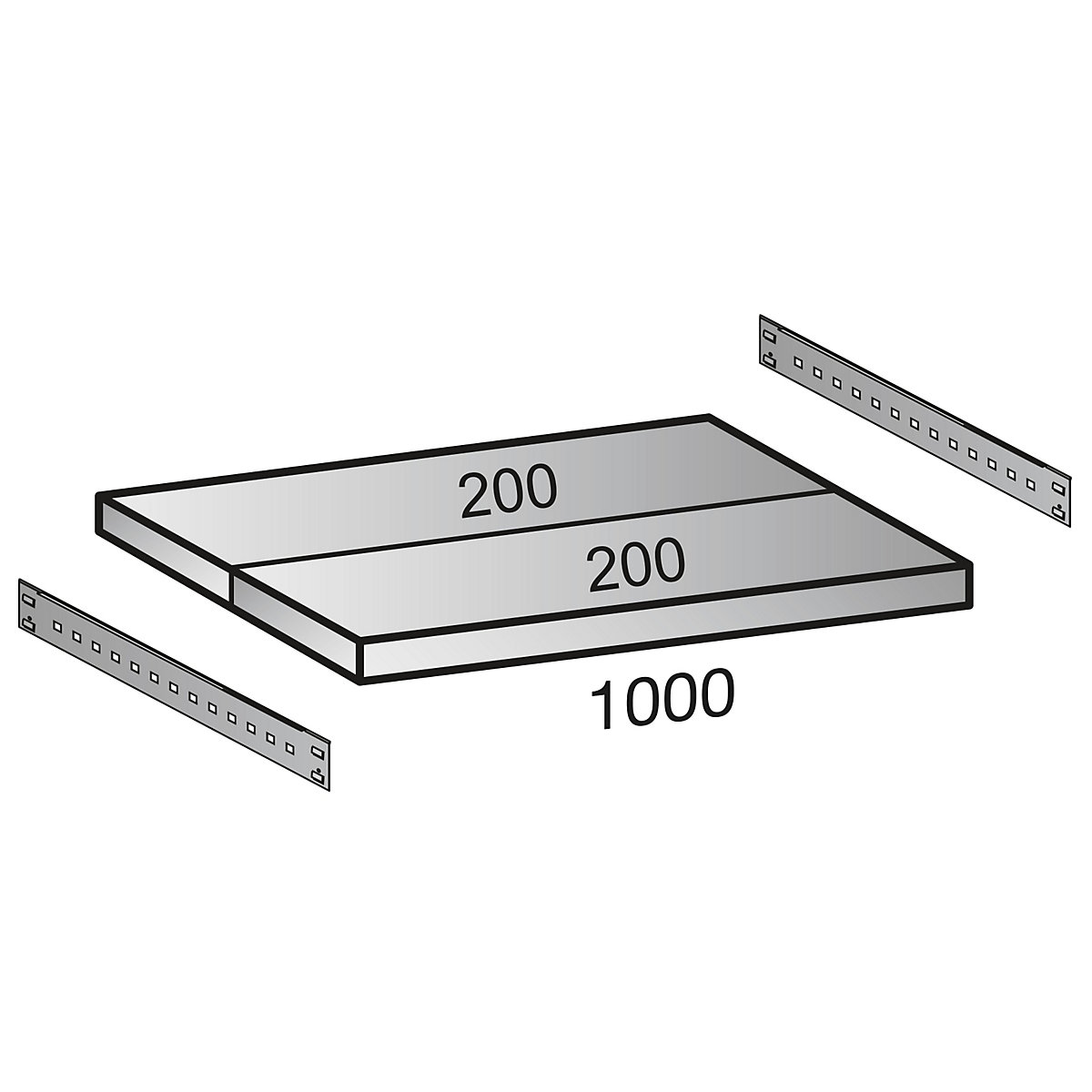 Shelf for industrial boltless shelf unit, shelf width 1000 mm, depth 400 mm