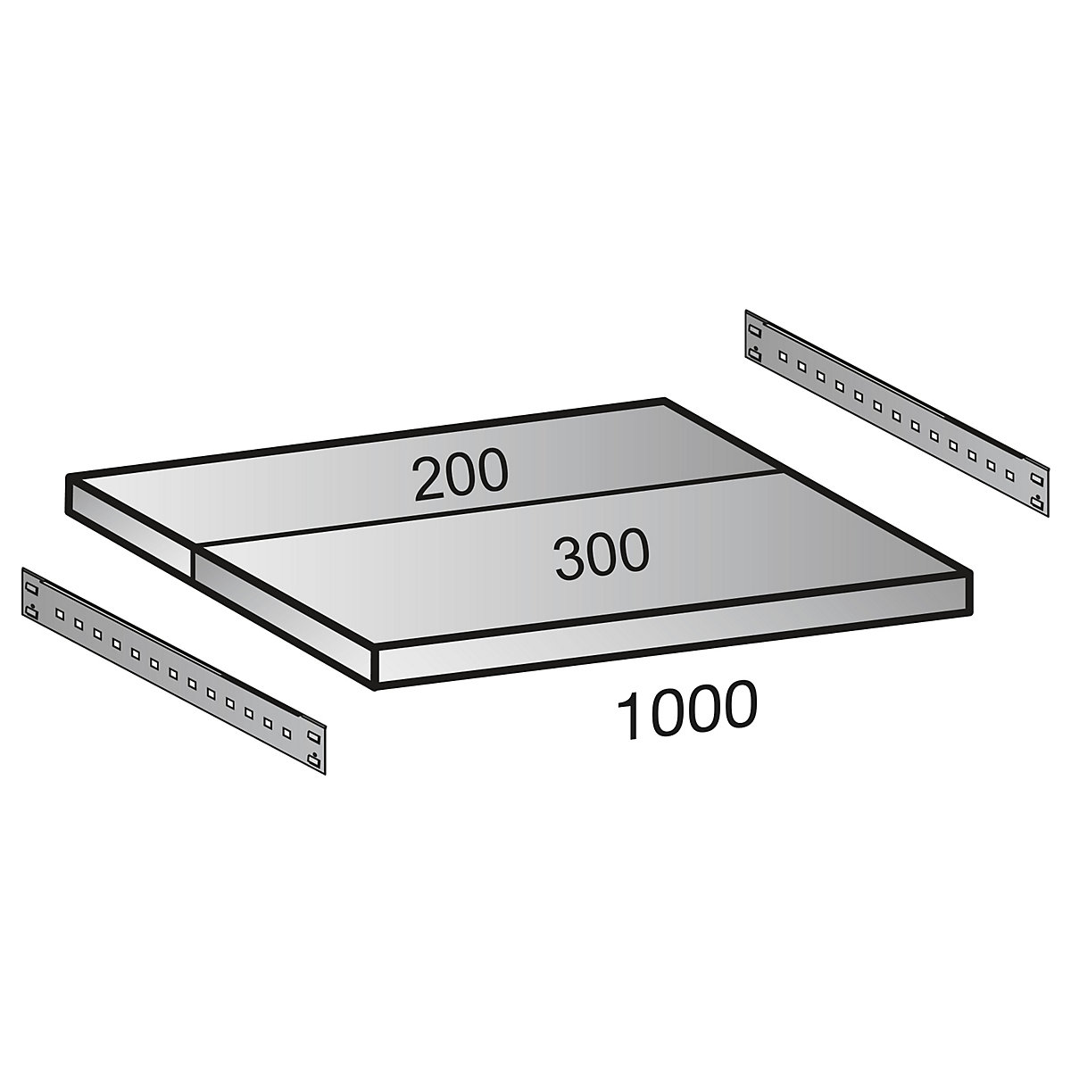 Shelf for industrial boltless shelf unit, shelf width 1000 mm, depth 500 mm