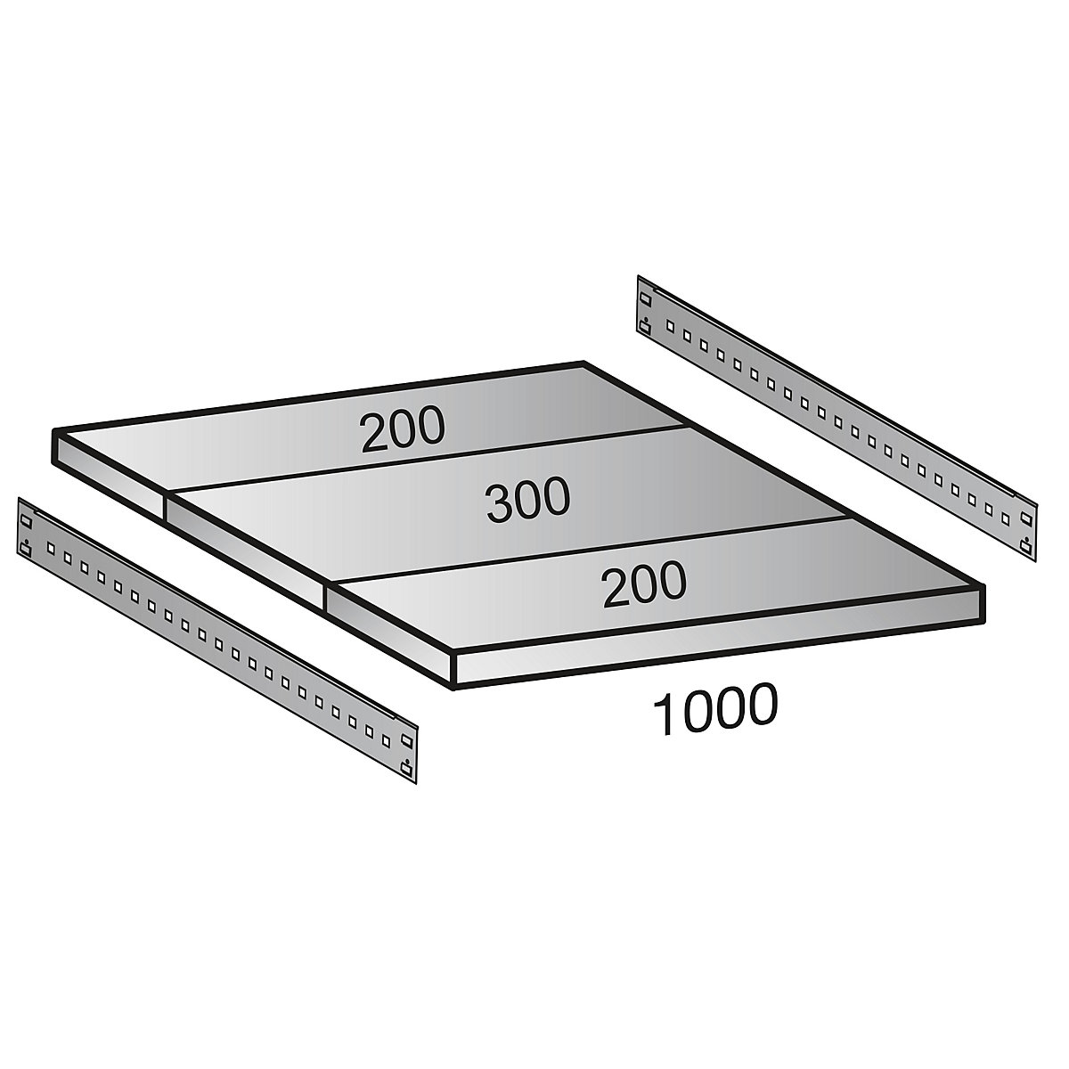 Shelf for industrial boltless shelf unit, shelf width 1000 mm, depth 700 mm