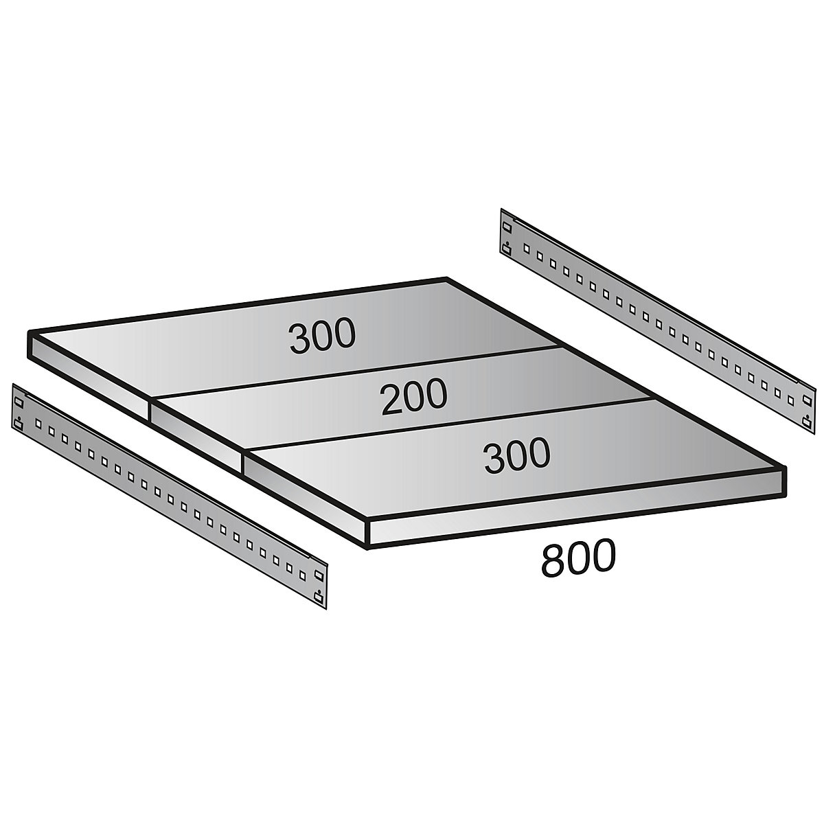 Shelf for industrial boltless shelf unit, shelf width 1000 mm, depth 800 mm