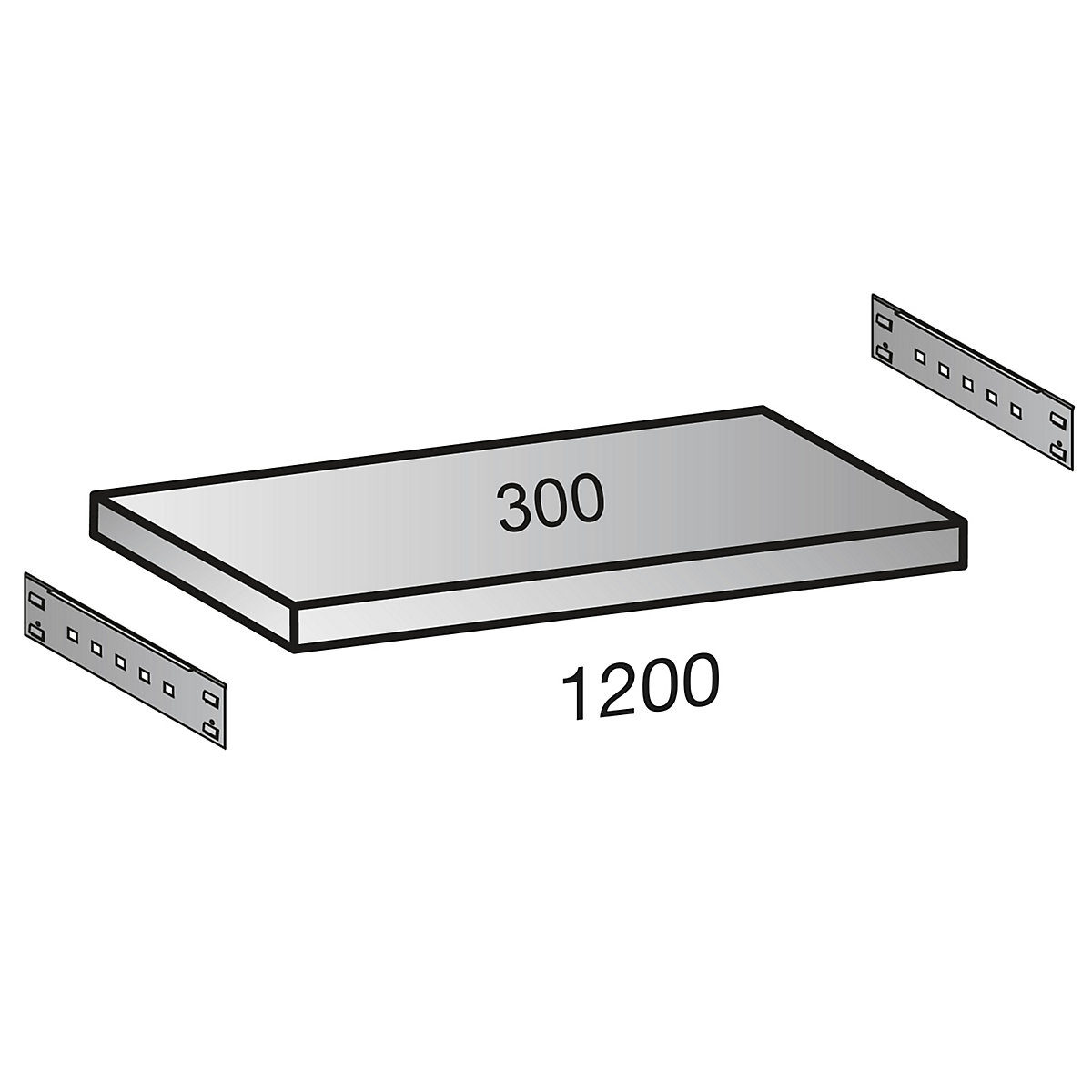 Shelf for industrial boltless shelf unit, shelf width 1200 mm, depth 300 mm