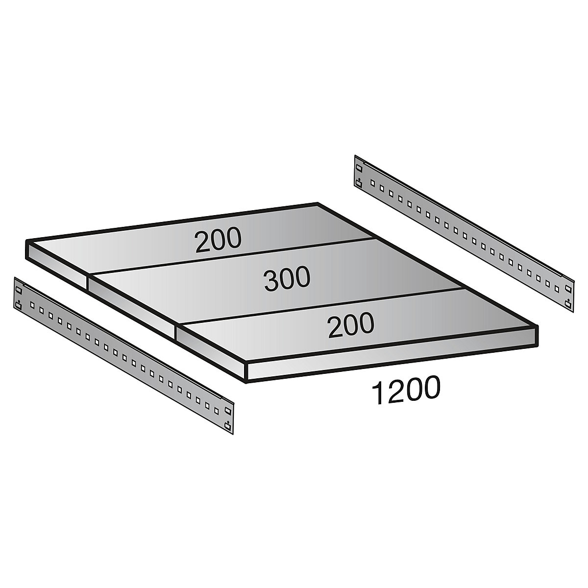 Shelf for industrial boltless shelf unit, shelf width 1200 mm, depth 700 mm