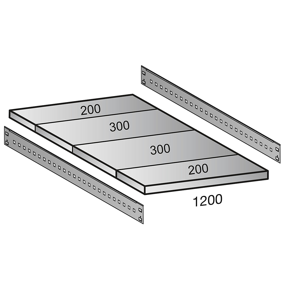 Shelf for industrial boltless shelf unit, shelf width 1200 mm, depth 1000 mm