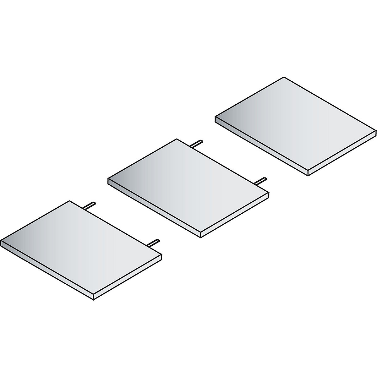 Shelf for office steel shelf unit – C+P, light grey, HxWxD 24 x 270 x 352 mm, pack of 2