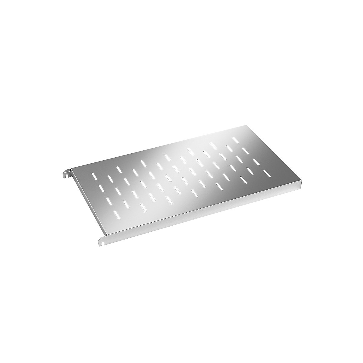 Stainless steel shelf, perforated corner shelf, WxD 740 x 440 mm