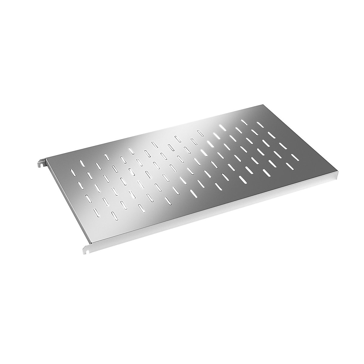 Stainless steel shelf, perforated corner shelf, WxD 940 x 540 mm