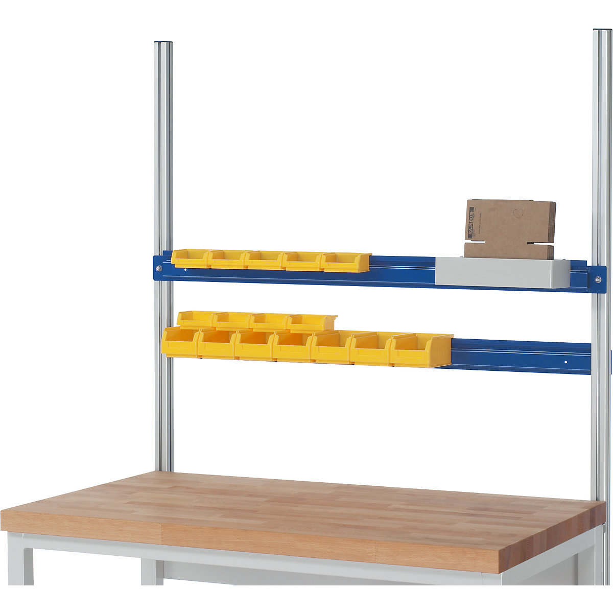 Bin suspension rail – RAU, for modular add-on systems for RAU work tables and workbenches, for bay width 1250 mm-1