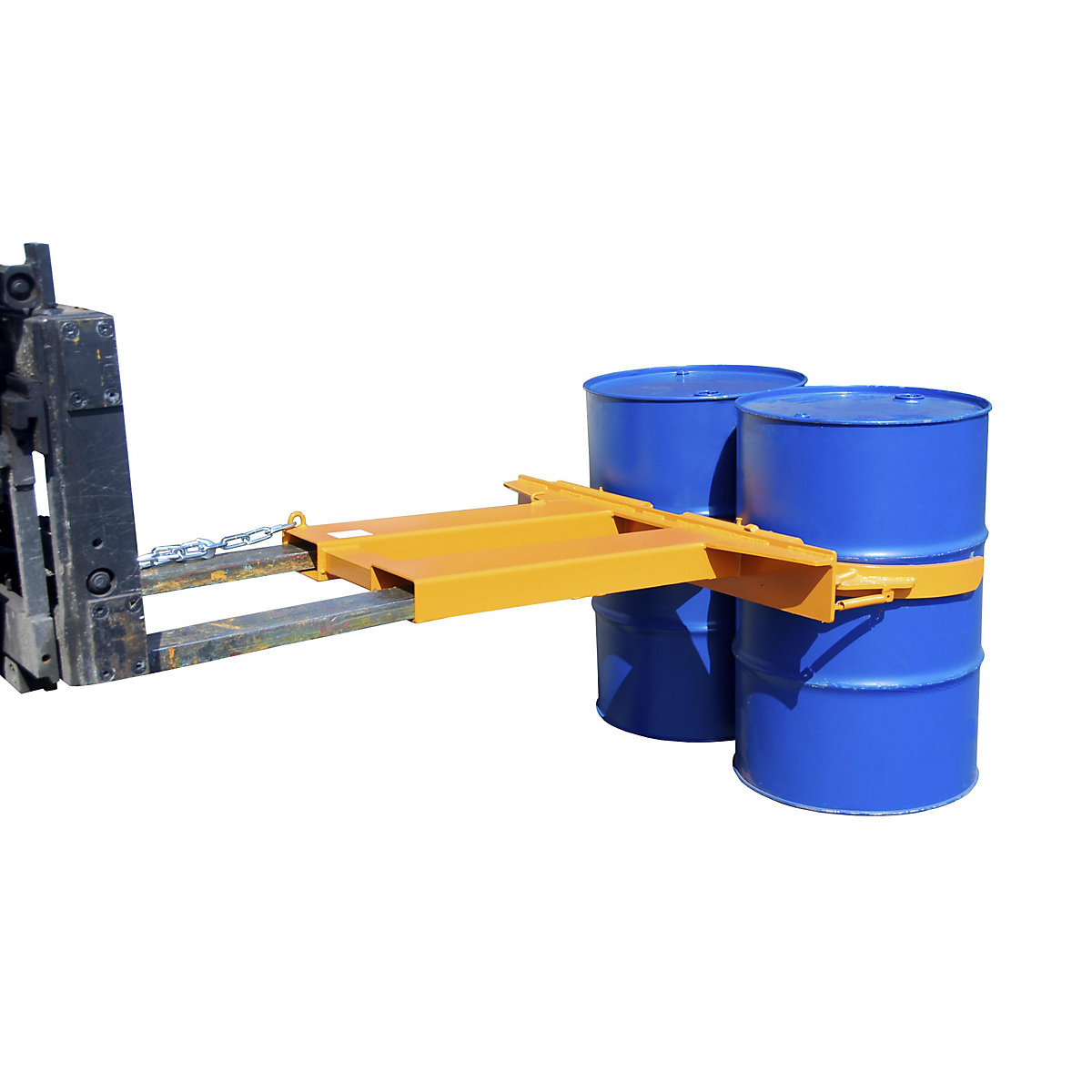 Drum clamp – eurokraft pro, for 2 drums, max. load 1000 kg, orange