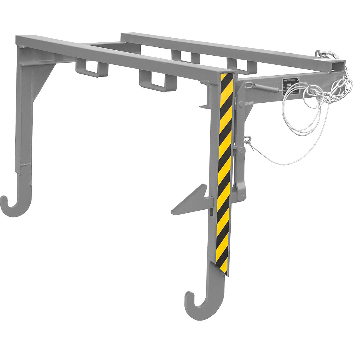 Forklift support bar for tilting skips and stacking containers – eurokraft pro, not for cranes, max. load 2000 kg, for container size 1.5 m³