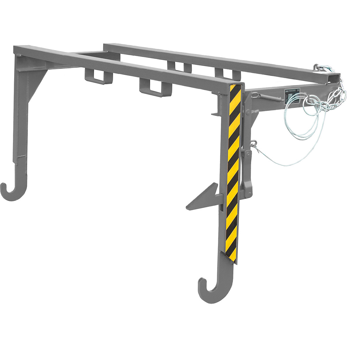 Forklift support bar for tilting skips and stacking containers – eurokraft pro, not for cranes, max. load 2000 kg, for container size 2 m³