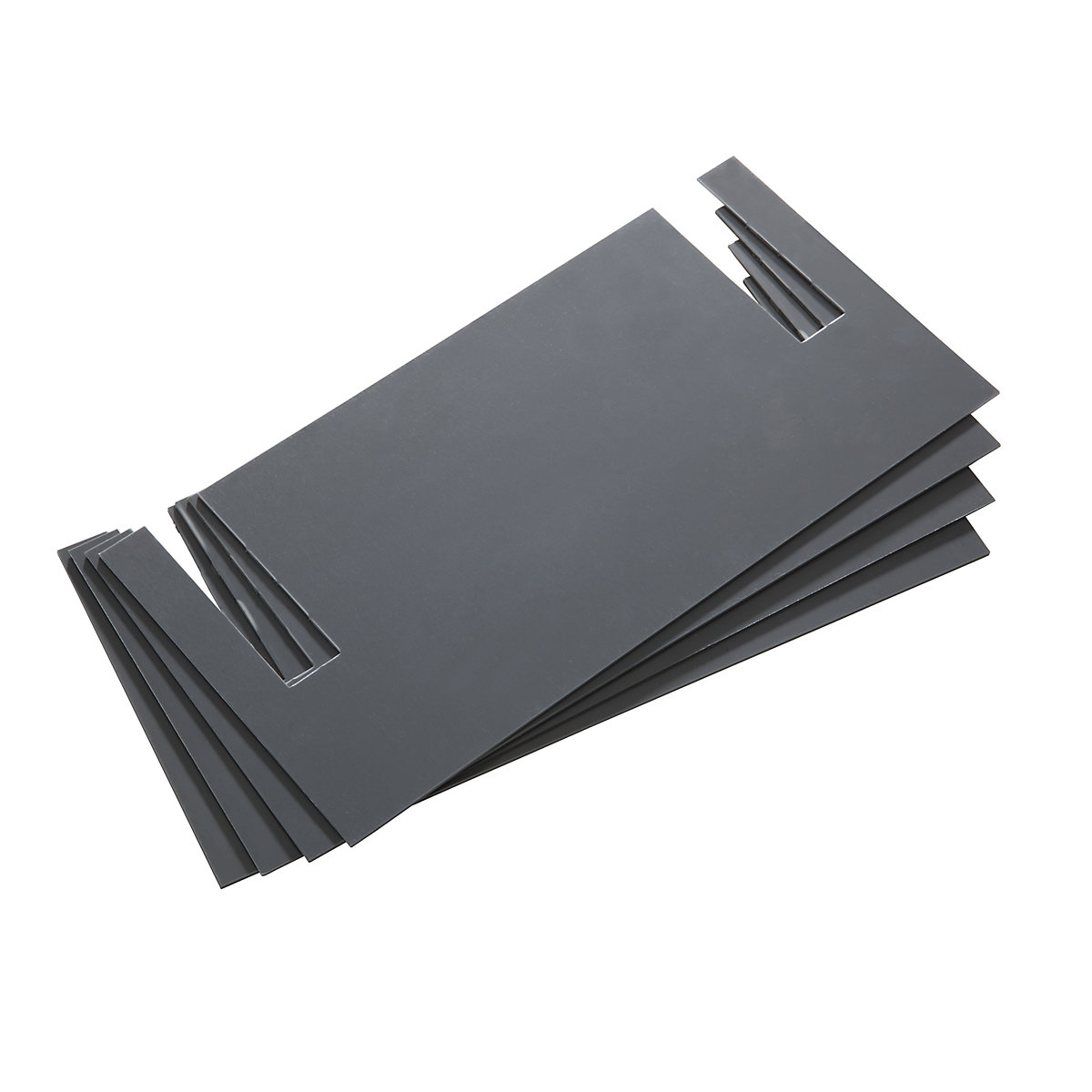 Levelling plate – LISTA, PVC, grey, pack of 4, 1 mm thick