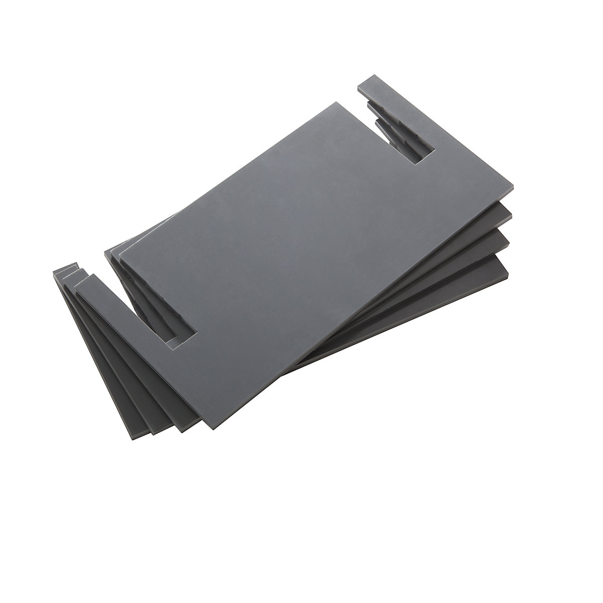 Levelling plate – LISTA, PVC, grey, pack of 4, 4 mm thick