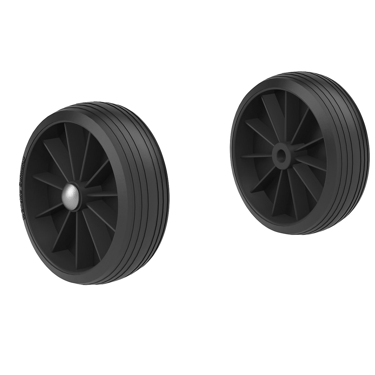 EUROKRAFTpro – Wheel set for sack truck, pack of 2, solid rubber tyres