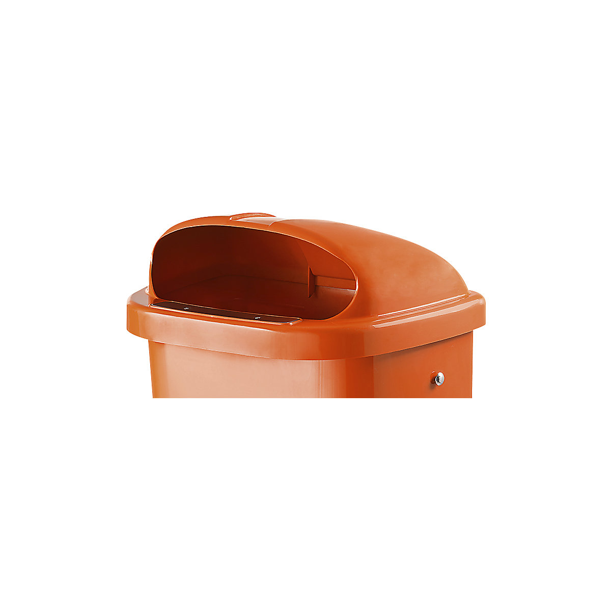 Replacement lid for DIN waste paper bin, incl. lock and cigarette tray, orange-3