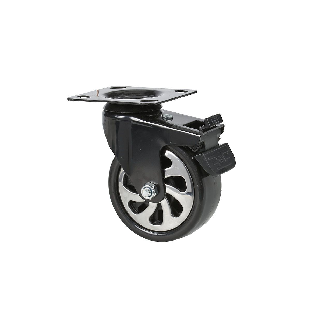 Swivel castor with wheel stop