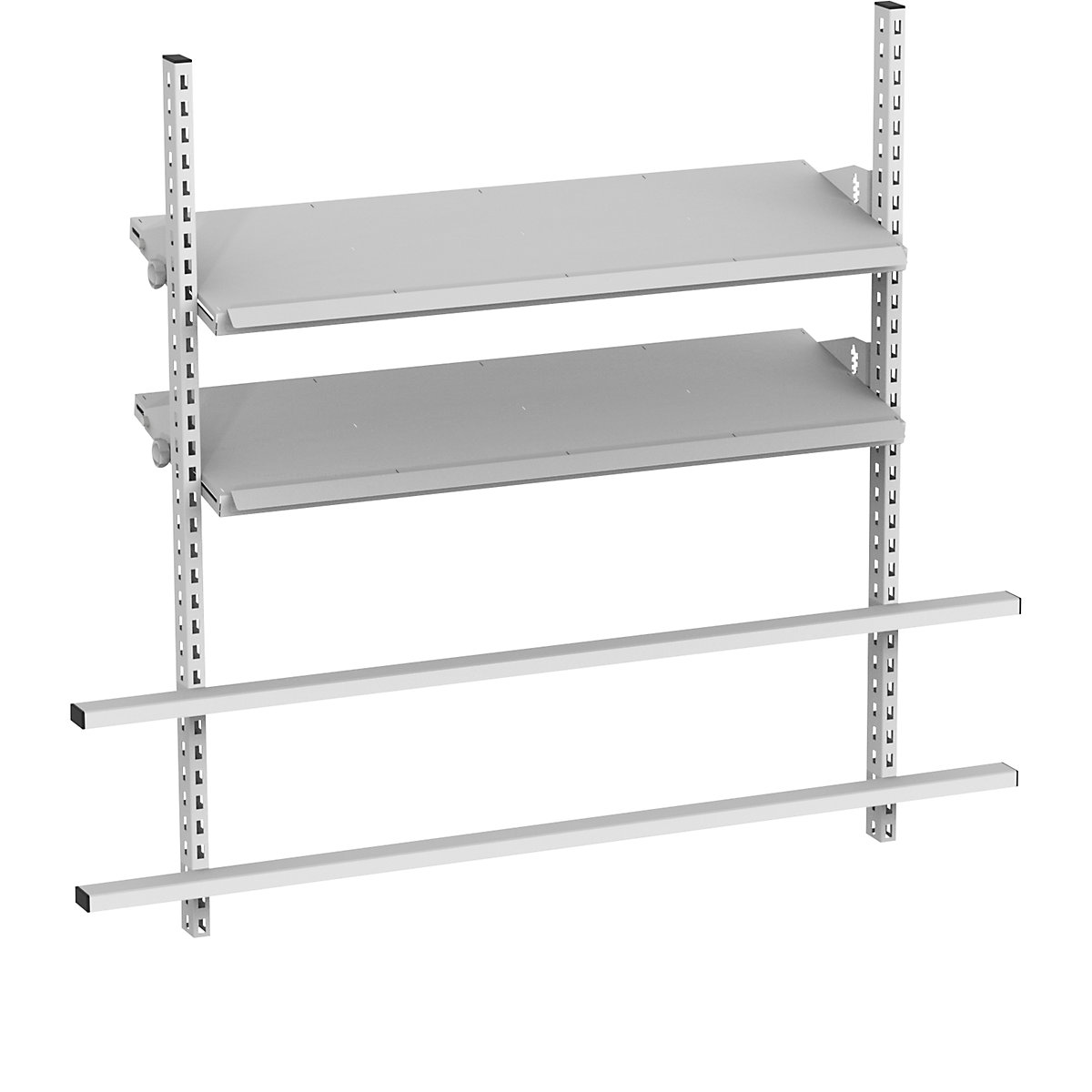Add-on for table with inclined shelves, with 2 supports and 2 shelves, width 1685 mm-1