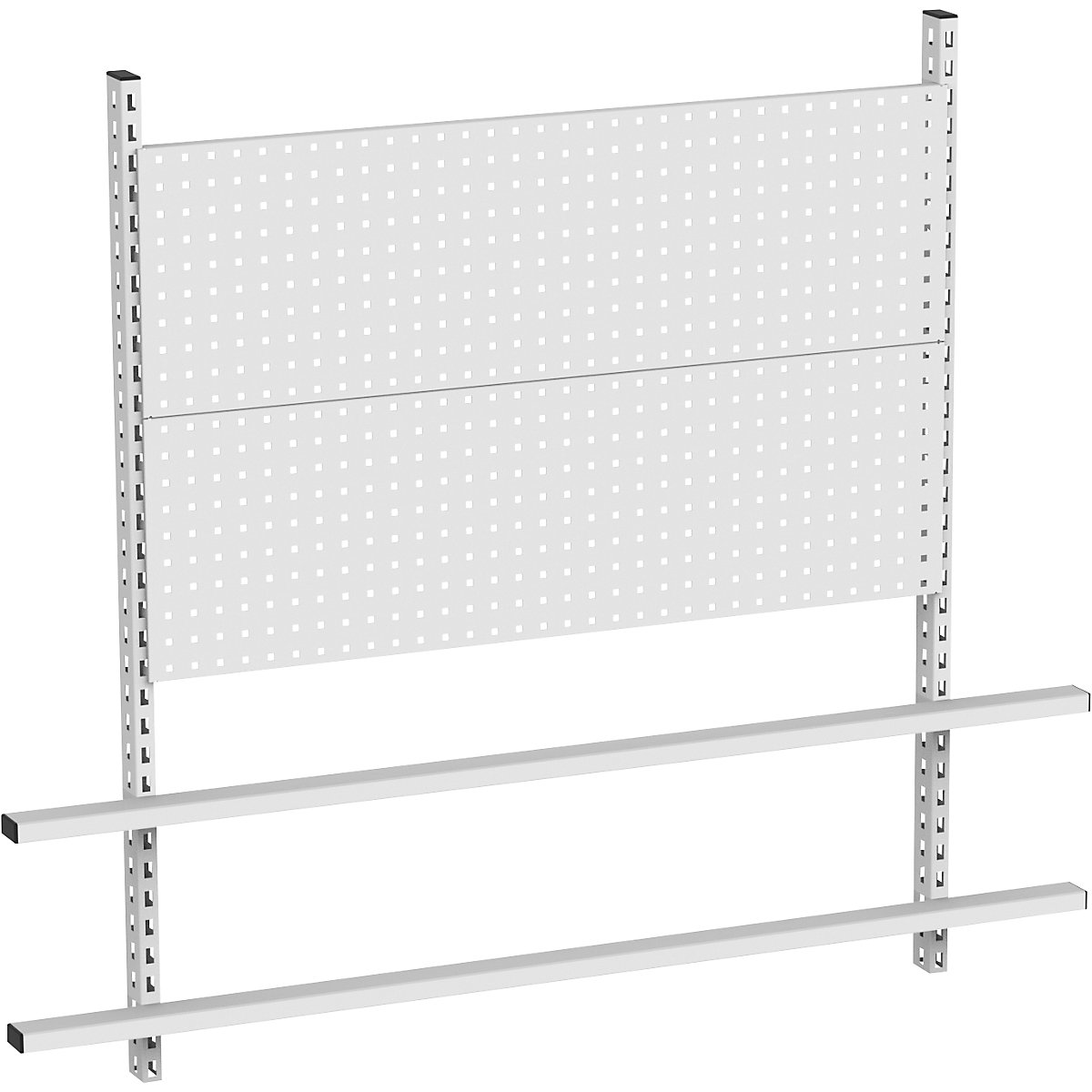 Add-on for table with perforated walls, with 2 supports and 2 perforated rear panels, width 1685 mm-1