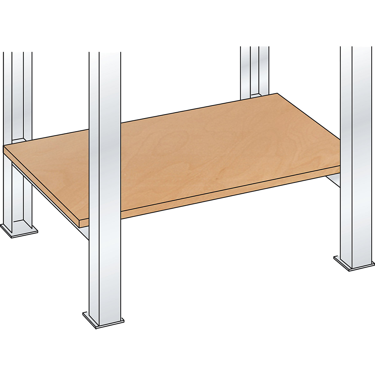 Modular workbench system, Multiplex shelf – LISTA, 20 mm thick, for width 1500 mm