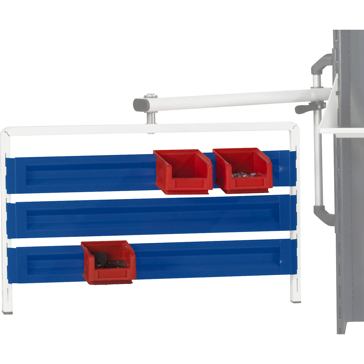 Suspension rail for open fronted storage bins – ANKE, for swivelling base frame, height x width x depth 80 x 651 x 20 mm