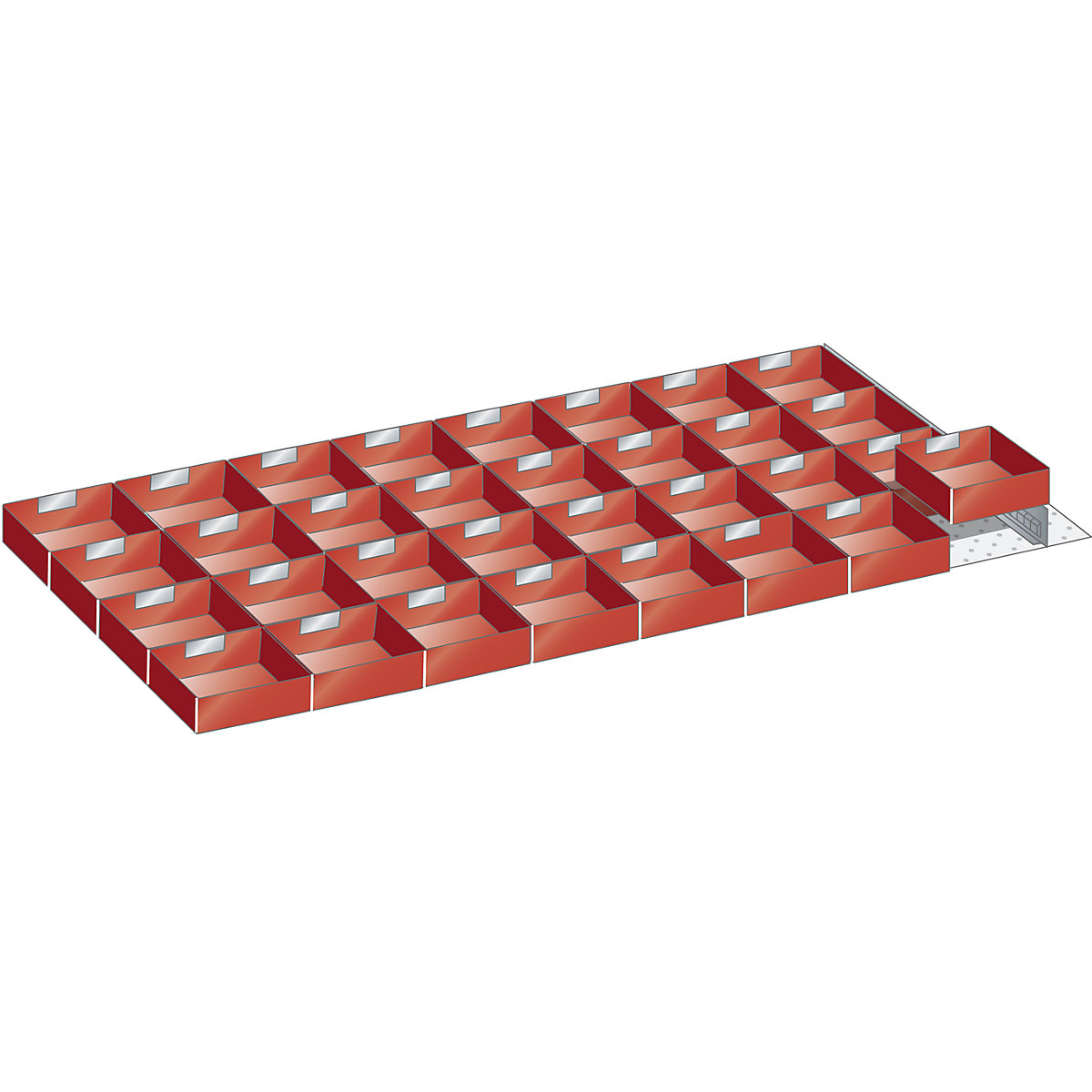 Caixa de encaixe em plástico – LISTA, para armário com dimensões 1431 x 725 mm, para altura das gavetas de 100 mm-3