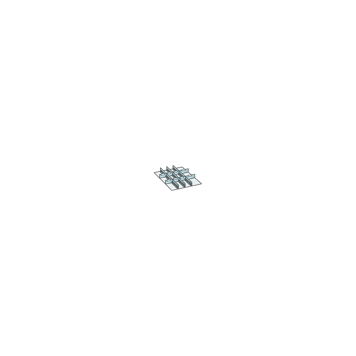 LISTA – Conjunto de divisórias para gavetas com dimensões de 459 x 612 mm, paredes ranhuradas e chapas separadoras para dividir de forma flexível, 3 paredes ranhuradas, 6 + 2 chapas separadoras, altura frontal 50 mm