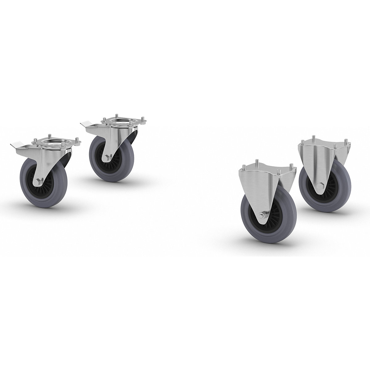 Conjunto de rodas para carros auxiliares para montagens em aço inoxidável CustomLine (Imagem do produto 4)-3