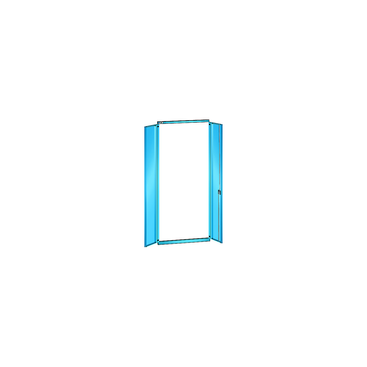 Porta de batente, chapa de aço – LISTA, para largura da prateleira de 1000 mm, altura 2500 mm, estante adicional, azul claro