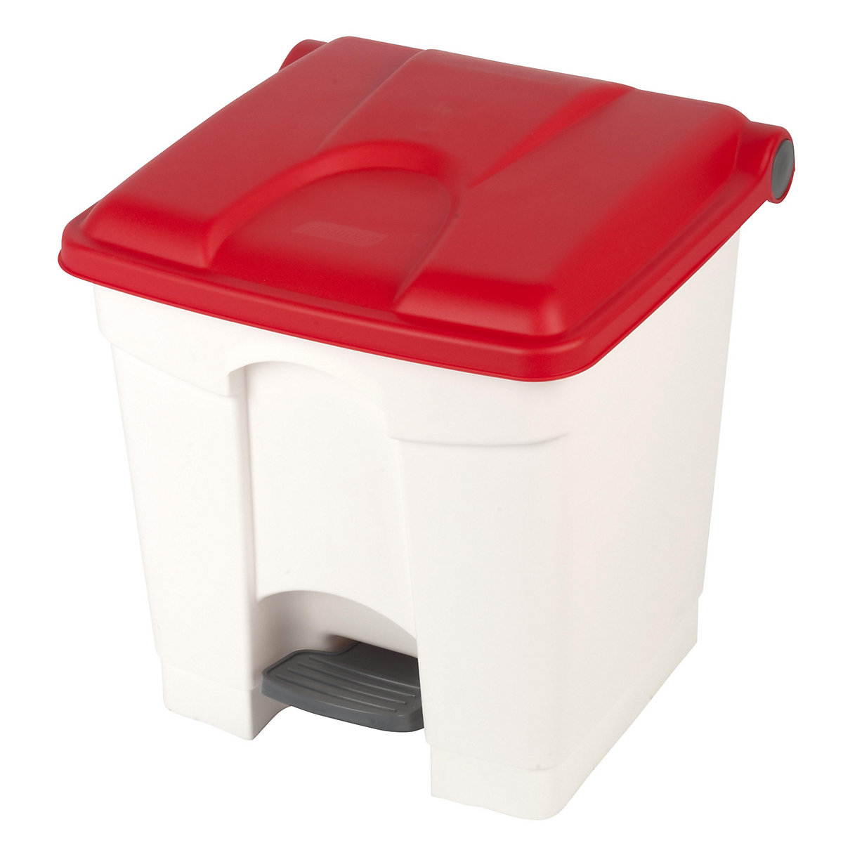 EUROKRAFTbasic – Afvalverzamelaar met pedaal, inhoud 30 l, b x h x d = 410 x 435 x 400 mm, wit, deksel rood