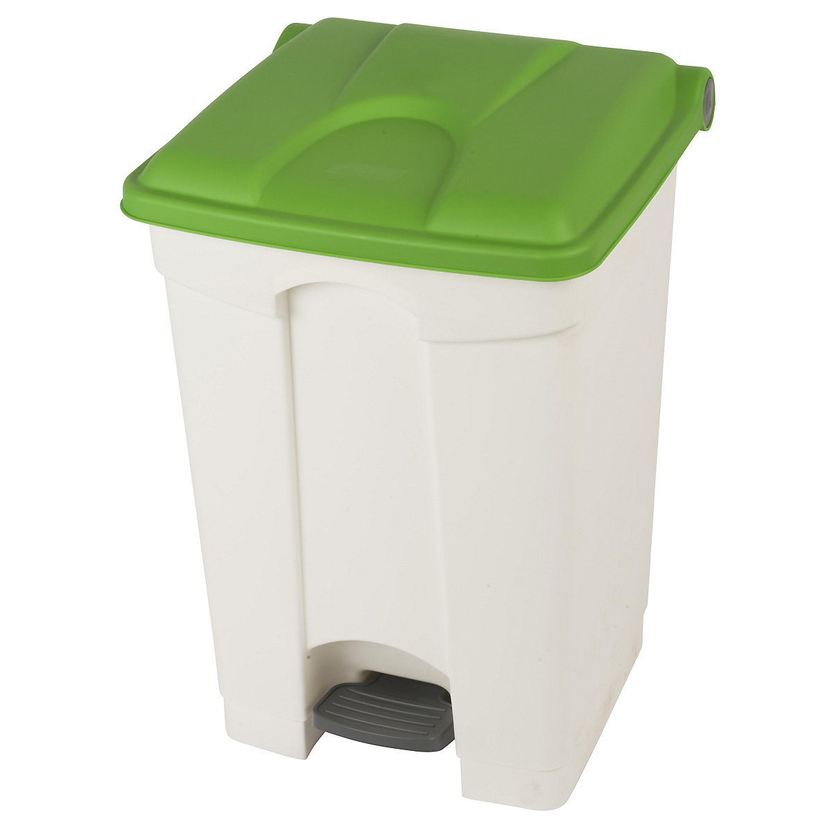 EUROKRAFTbasic – Afvalverzamelaar met pedaal, inhoud 45 l, b x h x d = 410 x 600 x 400 mm, wit, deksel groen