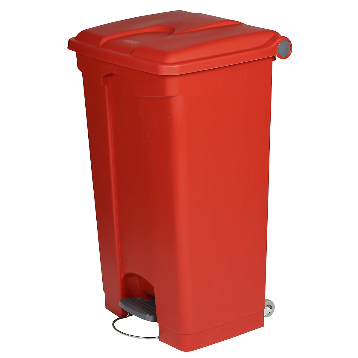 EUROKRAFTbasic – Afvalverzamelaar met pedaal, inhoud 90 l, b x h x d = 505 x 790 x 410 mm, rood